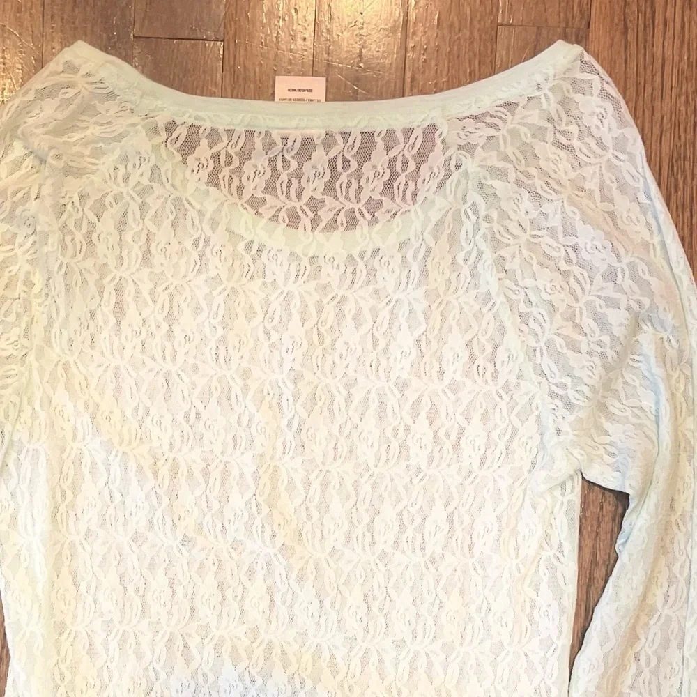 Victoria Secret PINK light blue lace top